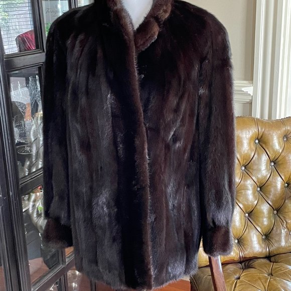 Vintage Jackets & Blazers - Vintage Mink Fur Coat with Pockets